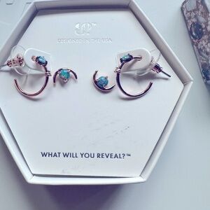 Bomb party  October 2023 Elegant Opal Earrings with Gold Accents